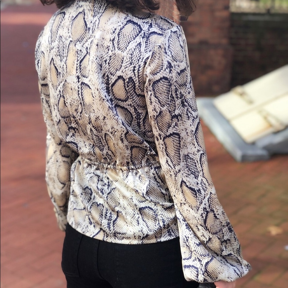 Last 1✨Gwyneth Snake Print Puff Sleeve Top - Picture 5 of 8